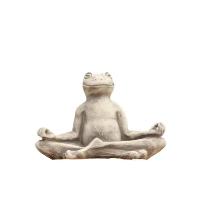 Produktbild von Frosch Figur in Meditation für den Garten zur Dekoration, aus Steinguss Neu Frostfest Witterungsbeständig, Tierfigur zur Gartengestaltung V-114214