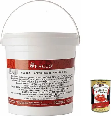 Produktbild von La Golosa Di Bacco Crema Dolce di Pistacchio Süße Pistaziencreme 1kg Pistazie Streichcreme + Italian Gourmet polpa 400g