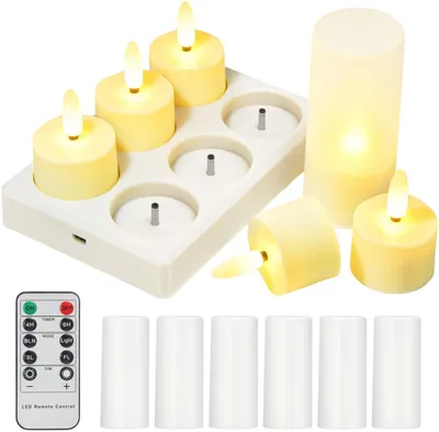 Produktbild von LED-Akku-Teelichtkerzen Tealight Stimmungsdekor mit Fernbedienung Weiß 6er-Set