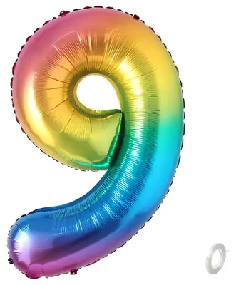 Folienballon Zahl 9, 101 cm, aufblasbar, Helium geeignet, für Feste