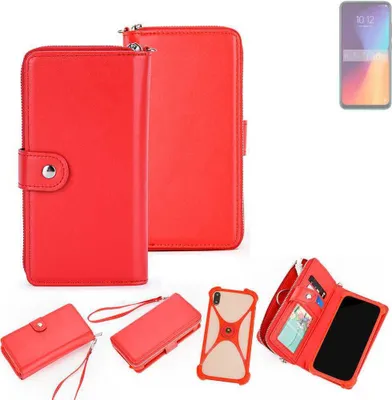 Produktbild von K-S-Trade 2in1 Schutzhülle Portemonnee Handyhülle mit Bumper kompatibel mit FreeYond M6 Hülle Case Etui Geldbörse Smartphone rot (1x)