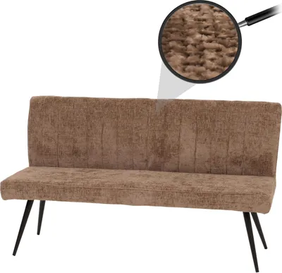 Zdjęcie produktu dla Ławka HWC-K16, ławka do jadalni ławka tapicerowana, oparcie tkanina/tkanina szenilowa metal 160cm ~ brązowy