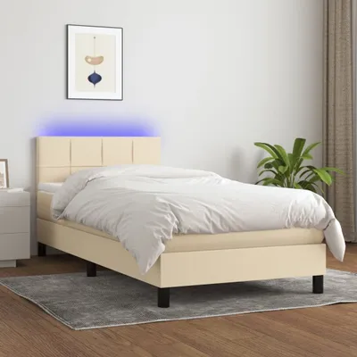 Produktbild von The Living Store Boxspringbett mit Matratze & LED Creme 100x200 cm Stoff