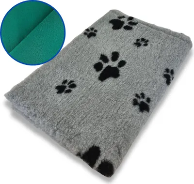 Produktbild von Vet Bed Hundebett mit grünem Rücken grau mit Pfoten