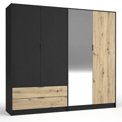 Produktbild von Kleiderschrank Upsala Schlafzimmerschrank 220,5x54x203cm 4-türig graphit / Eiche Artisan