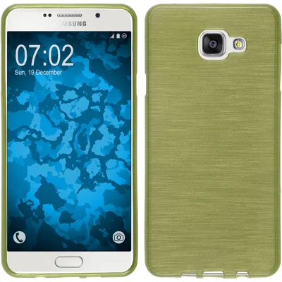 Produktbild von PhoneNatic Case kompatibel mit Samsung Galaxy A7 (2016) A710 - pastellgrün Silikon Hülle brushed + 2 Schutzfolien