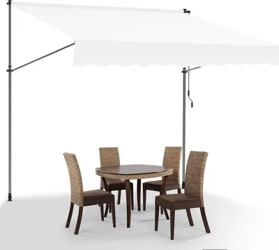 Zdjęcie produktu dla Markiza klipsowa Clanmacy 300 x 120 cm – markiza balkonowa z regulacją wysokości i korbą ręczną, osłona przeciwsłoneczna do montażu bez wiercenia na taras i balkon, kolor kremowy