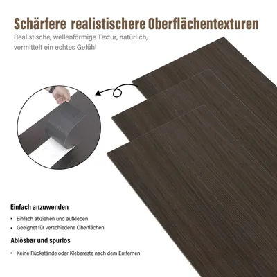 Produktbild von 36 Dielen PVC Bodenbelag Vinylboden Vinyl Fliesen Laminat Fußboden Selbstklebend Dunkelbraun 5m²