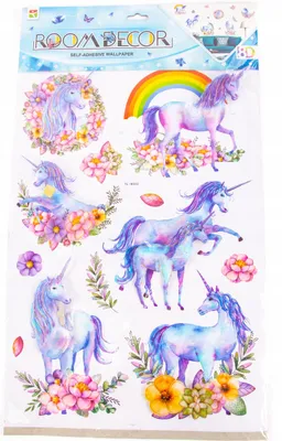 Produktbild von 3D Wandtattoo Einhorn 6 Stück - Wandaufkleber Kinderzimmer Deko 36x64cm Selbstklebend