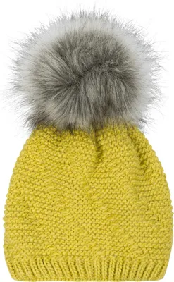 Produktbild von styleBREAKER Uni Einfarbige Strick Bommelmütze fein gestrickt mit Fleece Futter, Winter Fellbommel Mütze 04024175