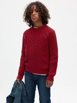 Produktbild von GAP Kinder Strickpullover mit Zopfmuster und Rundhalsausschnitt, Größe M