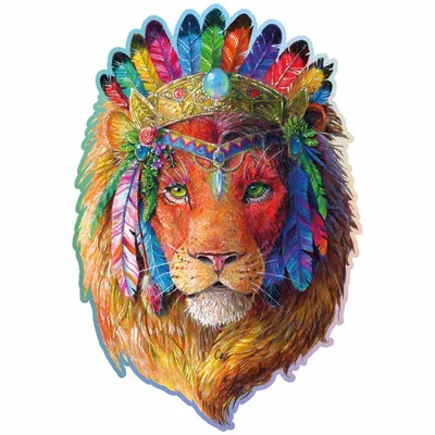 Obrázok produktu pre Drevené puzzle 250 dielikov - Mystic Lion - Detské puzzle pre dospelých - Farebné unikátne tvary zvierat - Domáce puzzle - Darčeková vzdelávacia hračka - Hračka zvierat 37,5 x 25,4 cm