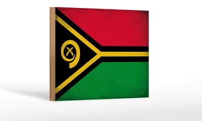 Produktbild von Holzschild Flagge Vanuatu 18x12 cm Flag of Vanuatu Vintage Dekoration