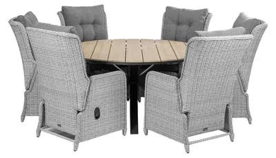 Produktbild von 7-teiliges Gartenset | 6 verstellbare Dublin Gartenstühle | Limasol Gartentisch | ø 150 cm