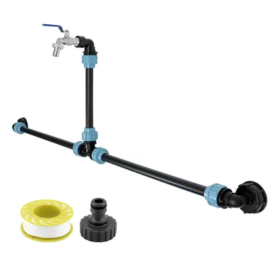 Produktbild von IBC tank zubehör, IBC Tank verbinder, IBC verbindungssets, für 2 IBC Tanks nebeneinander, 3/4" Schwananhals Wasserhahn, wassertank zubehör