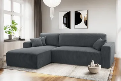 Produktbild von AX LIVING Catea Eckschlafsofa mit Bettkasten L – Graue Eckcouch 279 cm