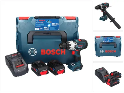 Zdjęcie produktu dla Akumulatorowa wiertarko-wkrętarka udarowa Bosch GSB 18V-150 C Professional 18 V 150 Nm Biturbo Brushless ( 06019J5105 ) + 2x akumulator ProCORE 8,0 Ah + ładowarka + L-Boxx