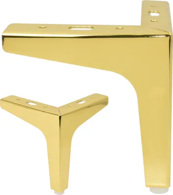 Produktbild von 4x Möbelfüße Gold – Metall Möbelbeine 13,5 cm, Sockelfuß, Schrankfuß, Sofafuß