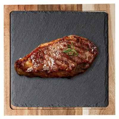 Servierplatte aus Acaciaholz und Stein, quadratisch, 20,5 cm