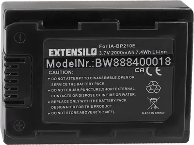 Produktbild von EXTENSILO Akku kompatibel mit Samsung HMX-S10BN, HMX-S15, HMX-S10BP, HMX-S10, HMX-H400, HMX-H300, HMX-H205BN Kamera (2000 mAh, 3,7 V, Li-Ion)
