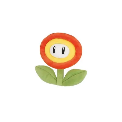 A plush toy of a Fire Flower from the Super Mario video game series, shown against a white background.