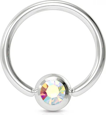Produktbild von viva-adorno 1,2x8x3mm Universal Piercing Ring BCR Kristall Lippenring Klemmring Septumpiercing Brustpiercing Chirurgenstahl Z507,regenbogen