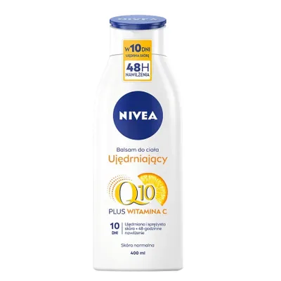 A bottle of Nivea body lotion against a white background.