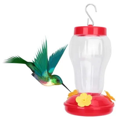 Imagen del producto de Solidchoice - Bebedero colgante para colibríes - Dispensador de agua - Plástico - Dimensiones 22 x 11 x 11 cm - Ligero, 63 g - Bebedero para aves
