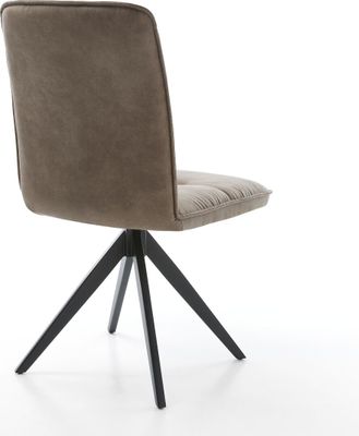 DELIFE Drehstuhl Vinjo-Flex Taupe Vintage Kreuzgestell kantig Schwarz 180° drehbar