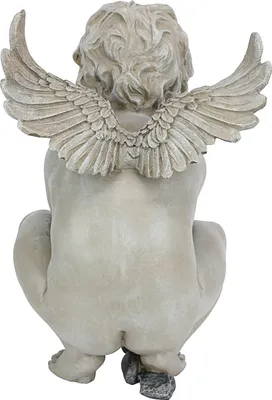 Produktbild von EU4360 Cherubijn Gartenfigur - Antike Stein - 38 cm - Polyresin