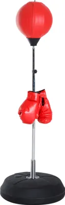 Zdjęcie produktu dla Worek bokserski SPORTNOW, stojak bokserski z rękawicami, piłka bokserska, stojąca piłka bokserska z regulacją wysokości 1,26-1,44 m, stojący trenażer bokserski do boksu