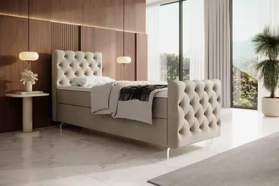 Obrázek produktu pro Čalouněná postel 90x200 ADRIA PLUS s úložným prostorem - levá, béžová