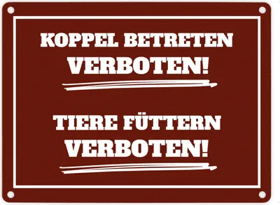 Produktbild von Betreten und Tiere füttern verboten Koppel-Metallschild in 15x20 cm in rot und