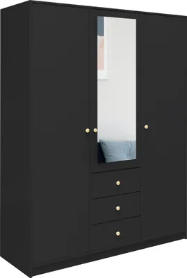 Produktbild von Drehtürenschrank  Palermo D3, 3 Türen Kleiderschrank mit 1 Spiegel, Moderne Garderobe, Schrank Größe: 149 x 200 x 57,5 cm