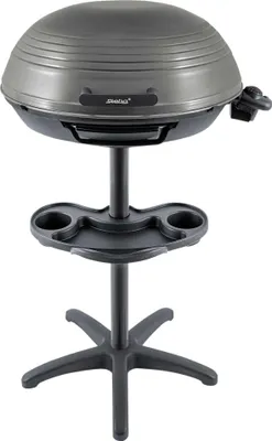 Produktbild von Steba VG 325 Elektro-Säulengrill, 2000 W, Aluguss, Schwarz/Grau, Grillfläche Ø 48 cm, 62x57x100 cm, Antihaftbeschichtung, stufenlose Temperaturregelung, Fettauffangschale, abnehmbarer Deckel, Cool-Touch-Handgriff, Ablagefläche, 2-in-1 Grillplatte