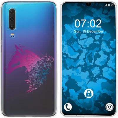 Produktbild von PhoneNatic Case kompatibel mit Huawei P30 Silikon-Hülle Floral Pferd M5-6