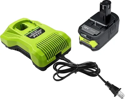 Obrázok produktu pre Náhradné batérie, kapacita 6000 mAh, lítium-iónová technológia, kompatibilné s Ryobi, 1 batéria, 1 nabíjačka