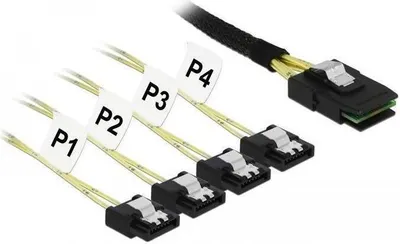 Obrázek produktu pro DeLOCK 85800, černá, 0,5 m, Mini SAS SFF-8087, 4x SATA 7pin, samec, samice