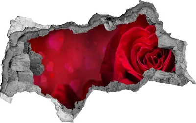 Produktbild von Selbstklebender Loch-3D-Aufkleber 95x73 cm Rote Rosen-Herz