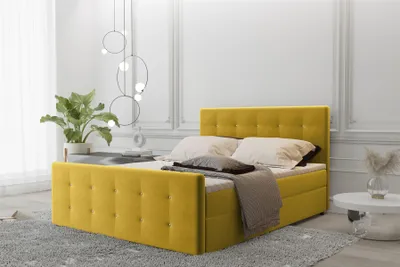 Produktbild von Boxspringbett Schlafzimmerbett MAURO 120x220cm Stoff Soro Gelb inkl.Bettkasten