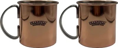 Produktbild von Grasovka Bisongrass Vodka Moscow Mule Becher 2er Set – kupferfarbene Cocktailbecher, nicht geeicht