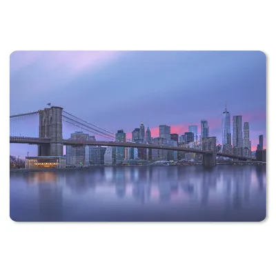 Produktbild von MuchoWow® Schreibtischunterlage New York hinter der Brooklyn Bridge 60x40 cm - XXL Mauspad - Großes Mauspad