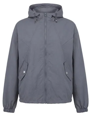 Produktbild von Damen Jacke grau Größe L mit Kapuze, Reißverschluss, Kordelzug und funktionalen Taschen