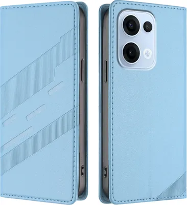 Produktbild von Hülle für Oppo Reno13, Kunstleder Brieftaschen Handyhülle mit Kartenfach und Standfunktion Hellblau