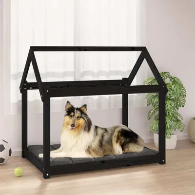 Produktbild von "2026 Promotion" Hundebett Schwarz 101x70x90 cm Massivholz Kiefer - Hundebetten CC28857