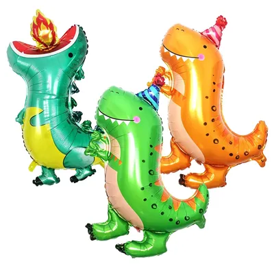 3 Dino-Folienballons, 88 × 55 cm & 78 × 60 cm, Geburtstagsdeko