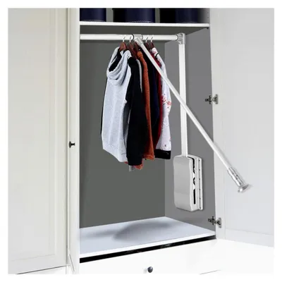 Produktbild von Klappbarer und ausziehbarer Kleiderlift für Garderobe, verstellbare Kleiderstange 830-1150 mm in Silber