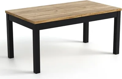 Produktbild von Rechteckiger Esszimmertisch ROSA, ausziehbarer Tisch, Größe: 160 x 90 cm bis 240 cm, Wohnzimmertisch Farbe: Braun, mit Holzbeinen in Farbe Schwarz