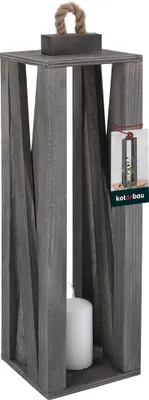 Produktbild von KOTARBAU® Holzlaterne Grau 13,5 x 13,5 x 42 cm Gartenlaterne Holz Laterne draußen & drinnen Laterne Wohnzimmer für Blumen und Kerzen Laternen Hochzeit