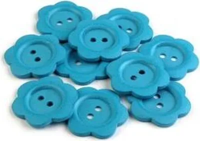 Produktbild von 1 Knopf 47mm Holzknopf blau Applikationen nähen 2-Loch
